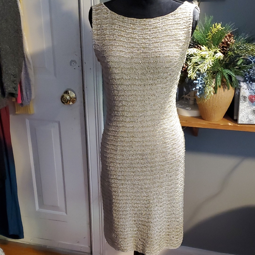 Carmen Marc Valvo Gold Midi Dress